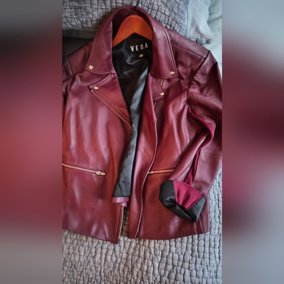 Veda Jackets & Blazers - Veda Deep Burgundy Leather Jacket